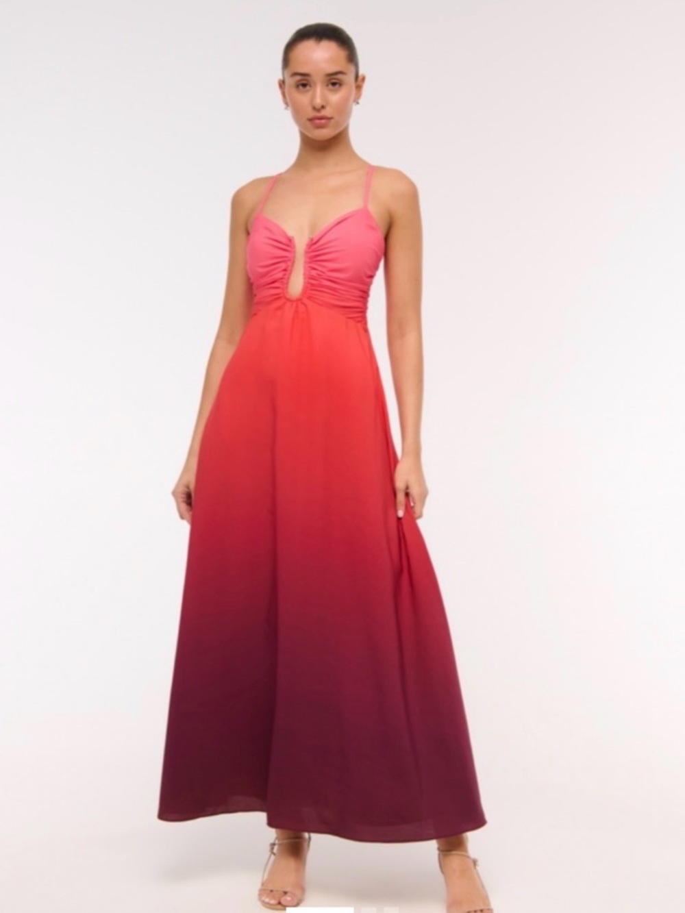 Abercrombie & Fitch Pink to Burgundy Ombre Maxi Dress